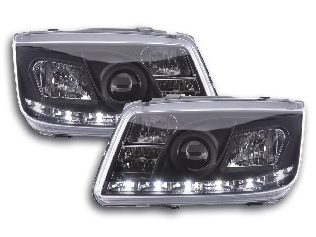 Scheinwerfer Set Daylight LED TFL-Optik VW Bora Typ 1J Bj. 99-04 schwarz