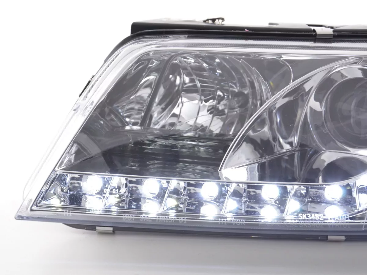 Scheinwerfer Set Daylight LED TFL-Optik VW Passat Typ 3BG Bj. 00-05 chrom für Rechtslenker