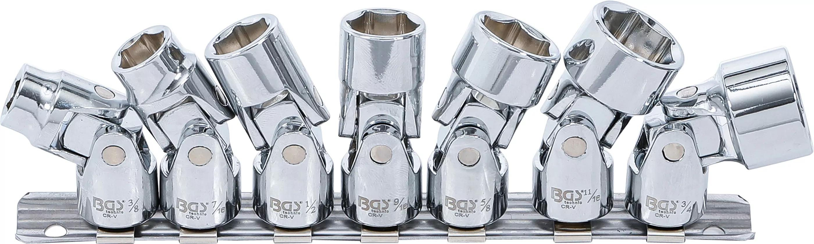 Gelenk-Steckschlüssel-Satz, Sechskant | Antrieb Innenvierkant 10 mm (3/8") | SW 3/8" - 3/4" | Zollgrößen | 7-tlg.