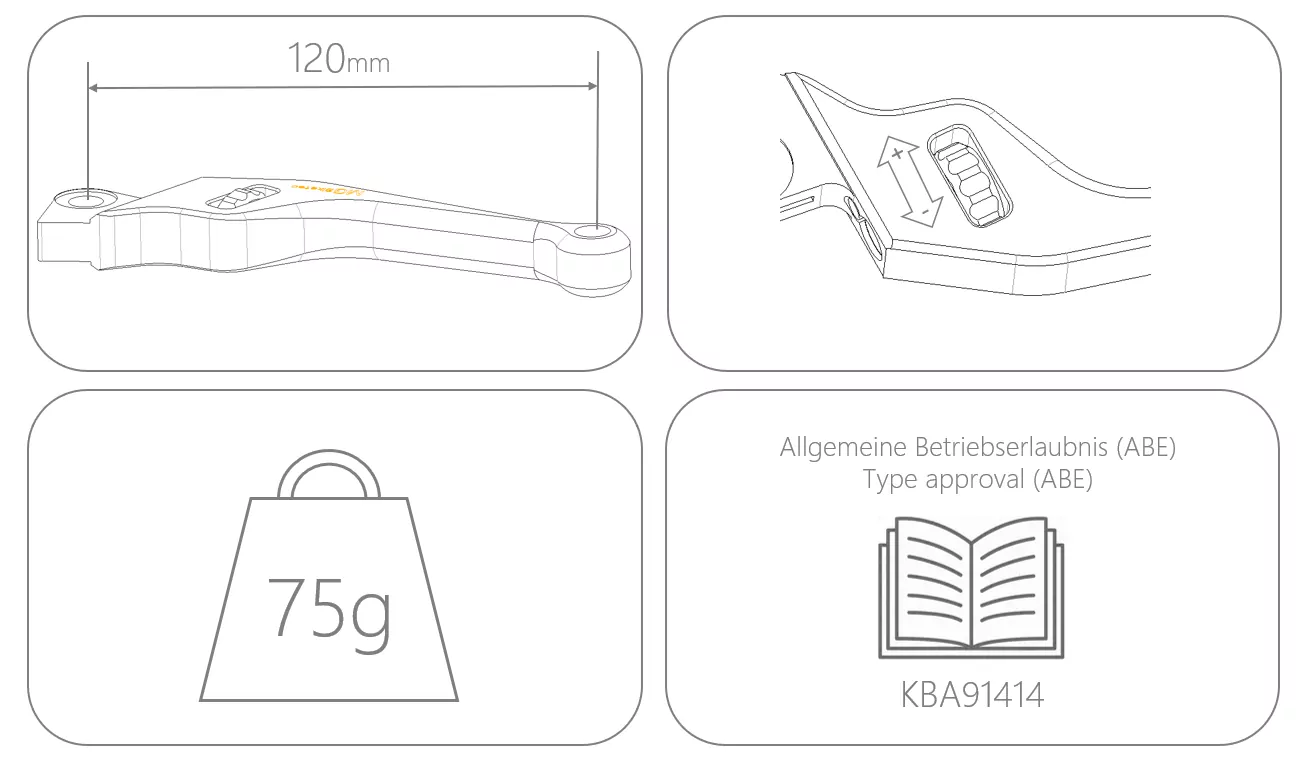 MG Biketec Bremshebel & Kupplungshebel Set - Kurz mit ABE, gültig in D - A - CH für Vespa PX 125 2T (Heng Tong Bremspumpe) ab 1984