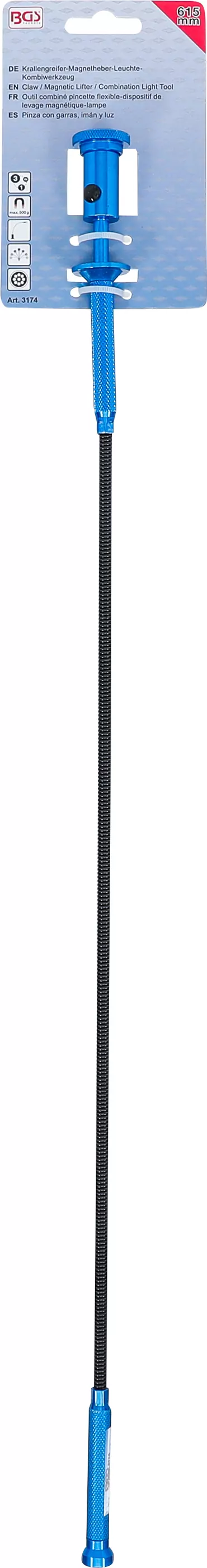 Krallengreifer-Magnetheber-Leuchte-Kombiwerkzeug | 615 mm