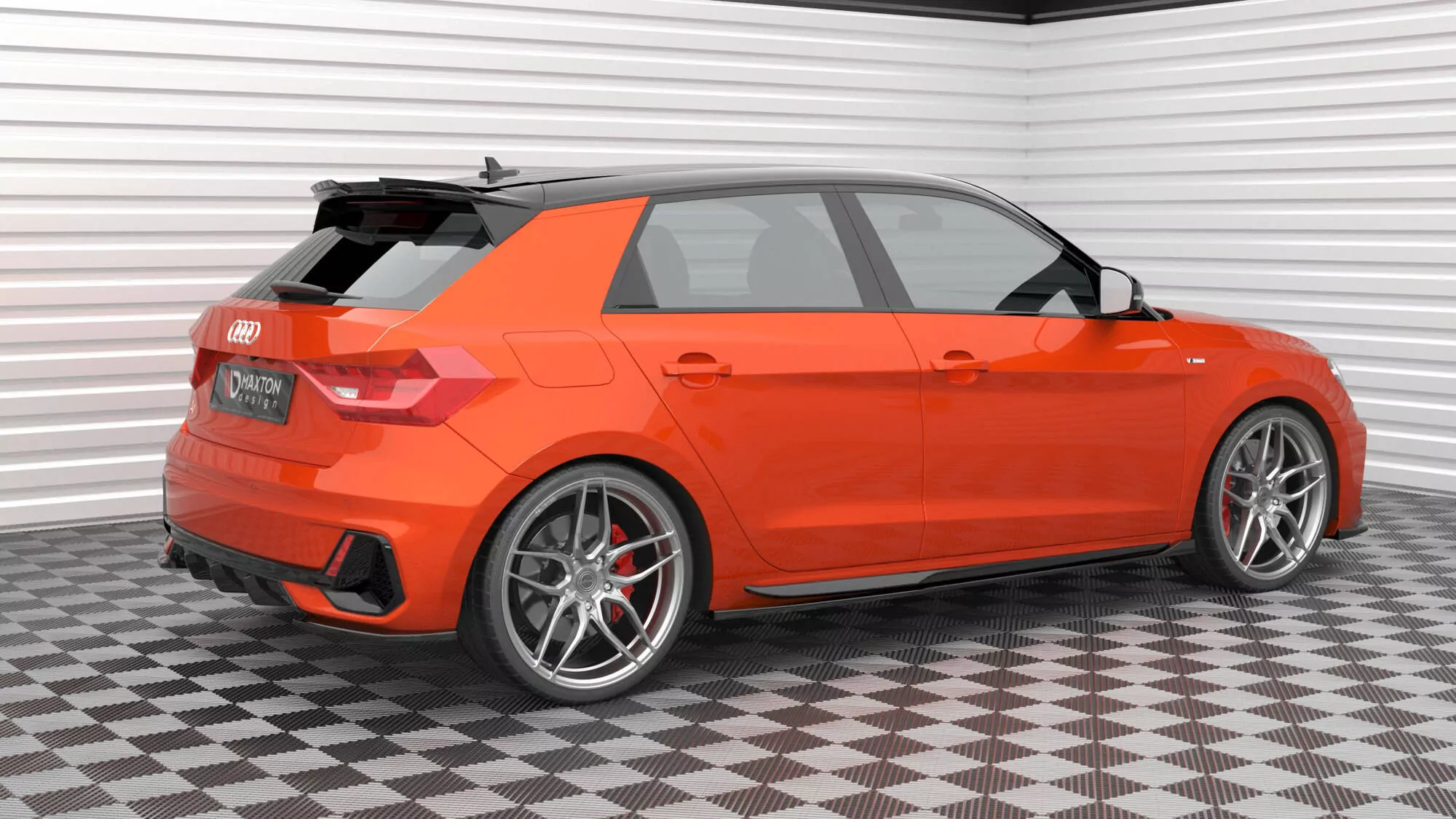 Heck Ansatz Flaps Diffusor V.2 Für Audi A1 S-Line GB Schwarz Hochglanz