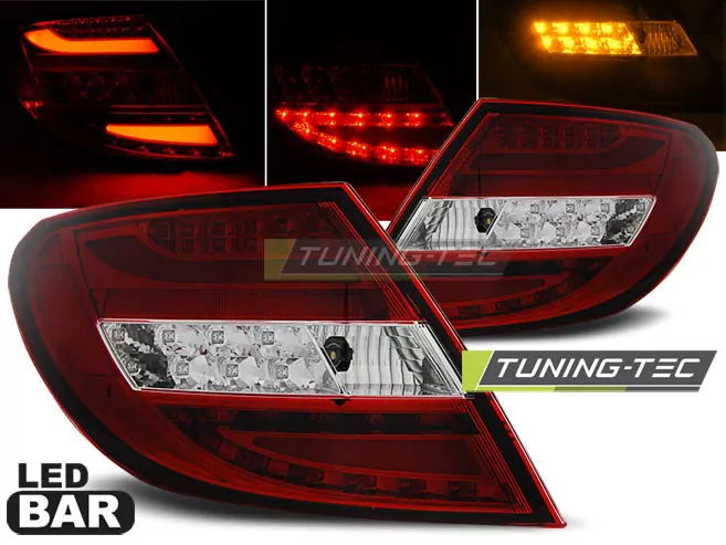 Led Bar Tail Lights Red Whie Fits Mercedes C-klasa W204 Sedan 07-10