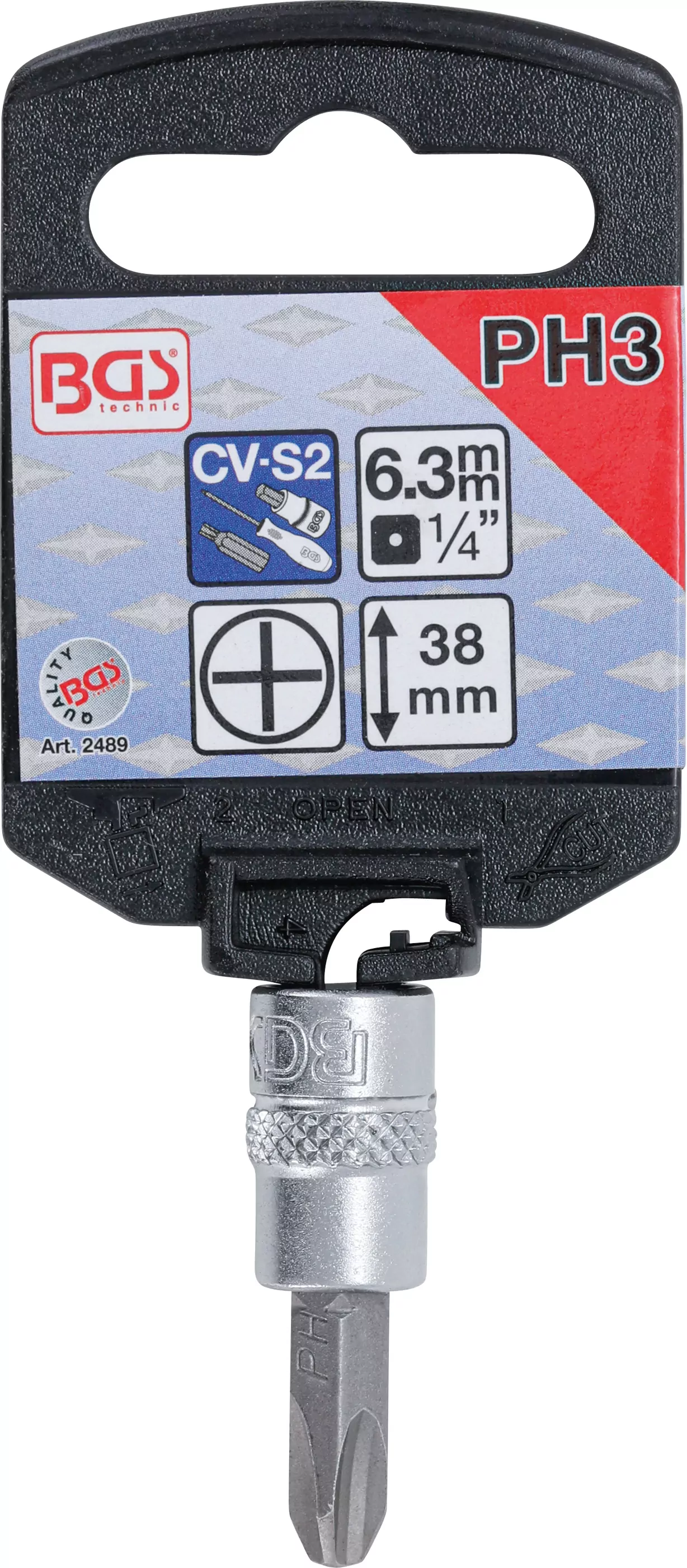 Bit-Einsatz | Antrieb Innenvierkant 6,3 mm (1/4") | Kreuzschlitz PH3