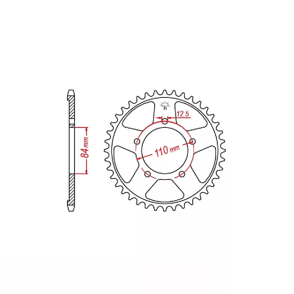 EK-Chain Kettensatz 520 MVXZ-2 für Honda CL500 Modelljahr 2023- Farbe rot
