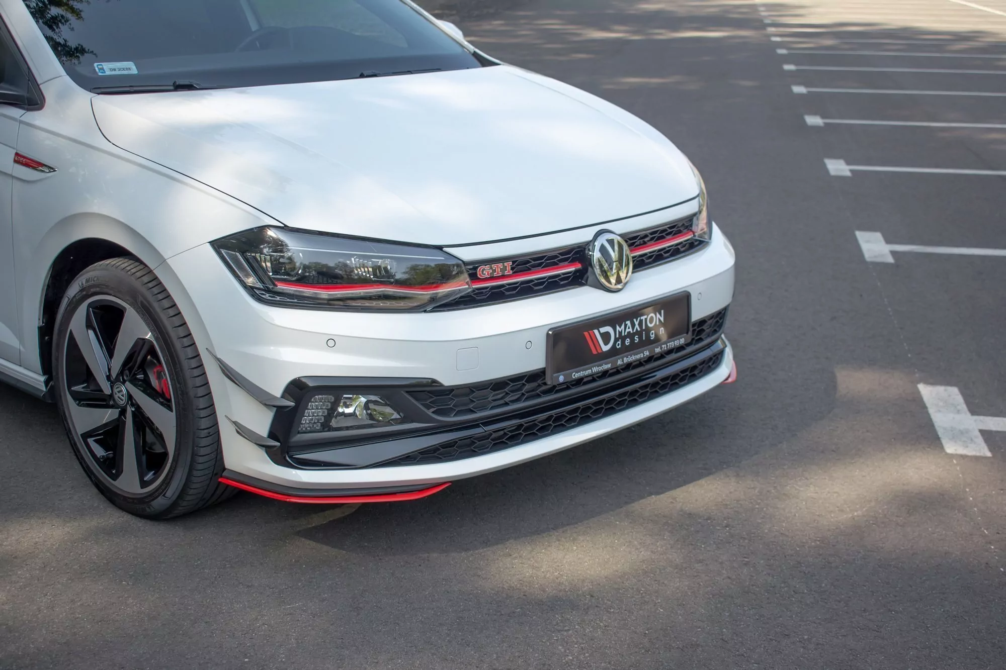 Cup Spoilerlippe Front Ansatz Passend Für V.5 VW POLO MK6 GTI Rot Hochglanz
