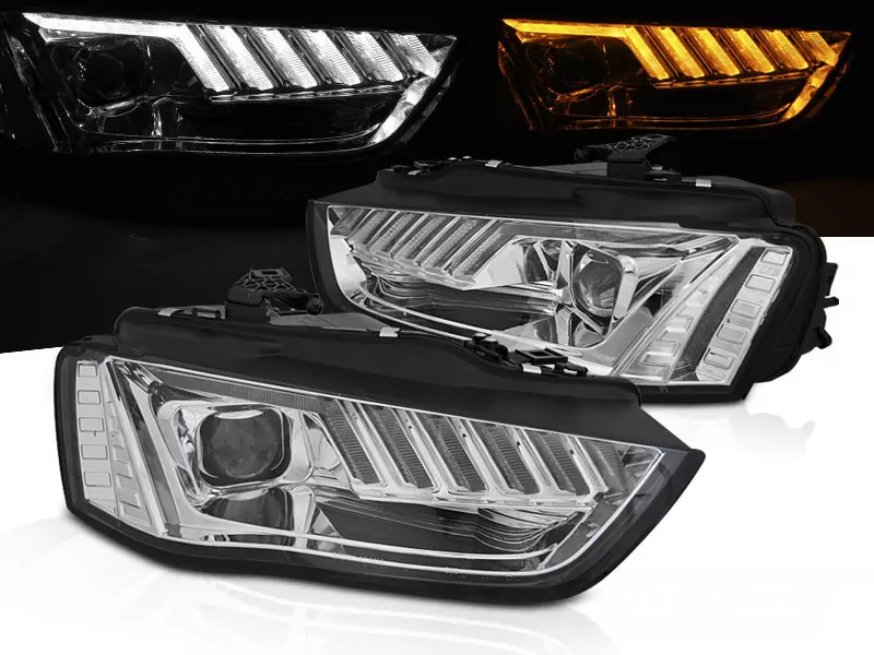 Headlights Led Chrome Seq Fits Audi A4 B8 12-15