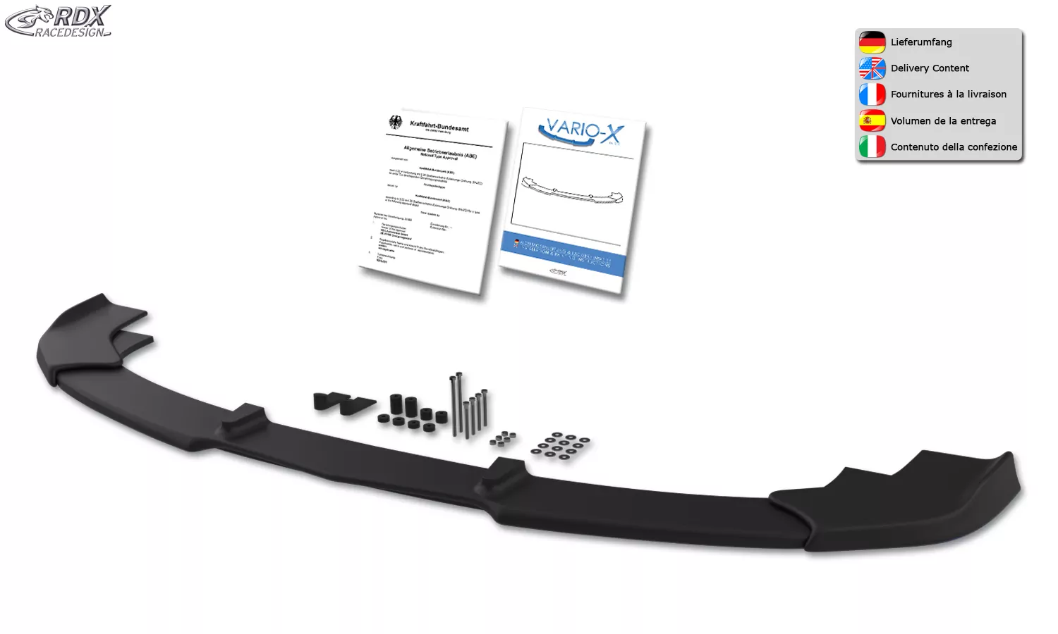 RDX Frontspoiler VARIO-X für MERCEDES E-Klasse AMG-Line & E43 AMG W213 / S213 (2016-2020) "Design 2"