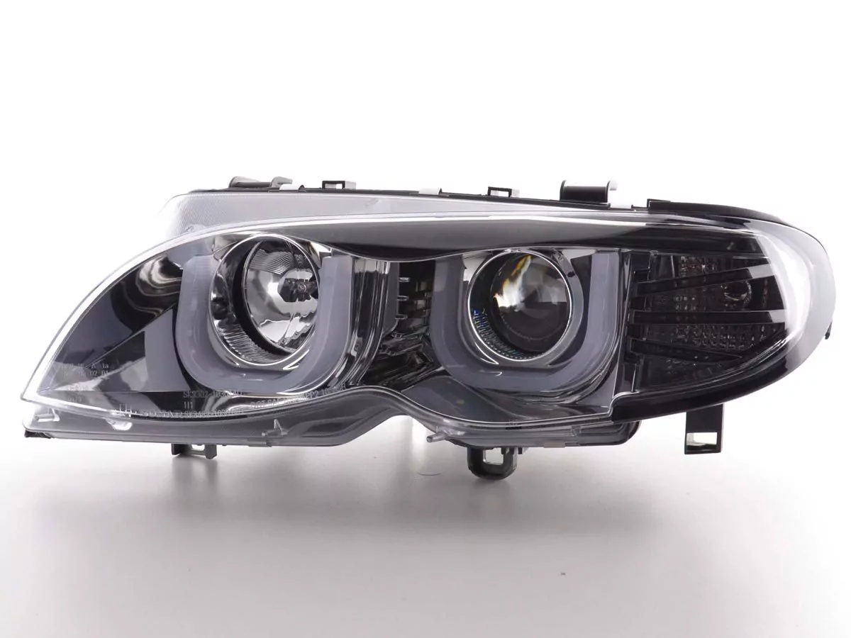 Scheinwerfer Set Daylight LED TFL-Optik BMW 3er E46 Limo/Touring Bj. 02-05 chrom für Rechtslenker