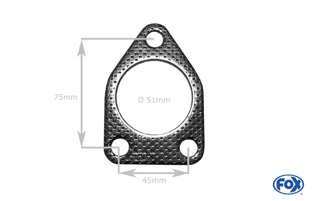Flansch-Dichtung Nr. 1  Für eckigen 3-Loch-Flansch  Innenloch 51mm  Schraublocher 12mm