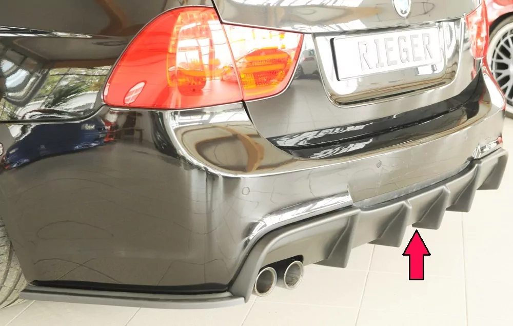 Rieger Heckeinsatz matt schwarz für BMW 3er E91 Touring 09.08- (ab Facelift) LCI