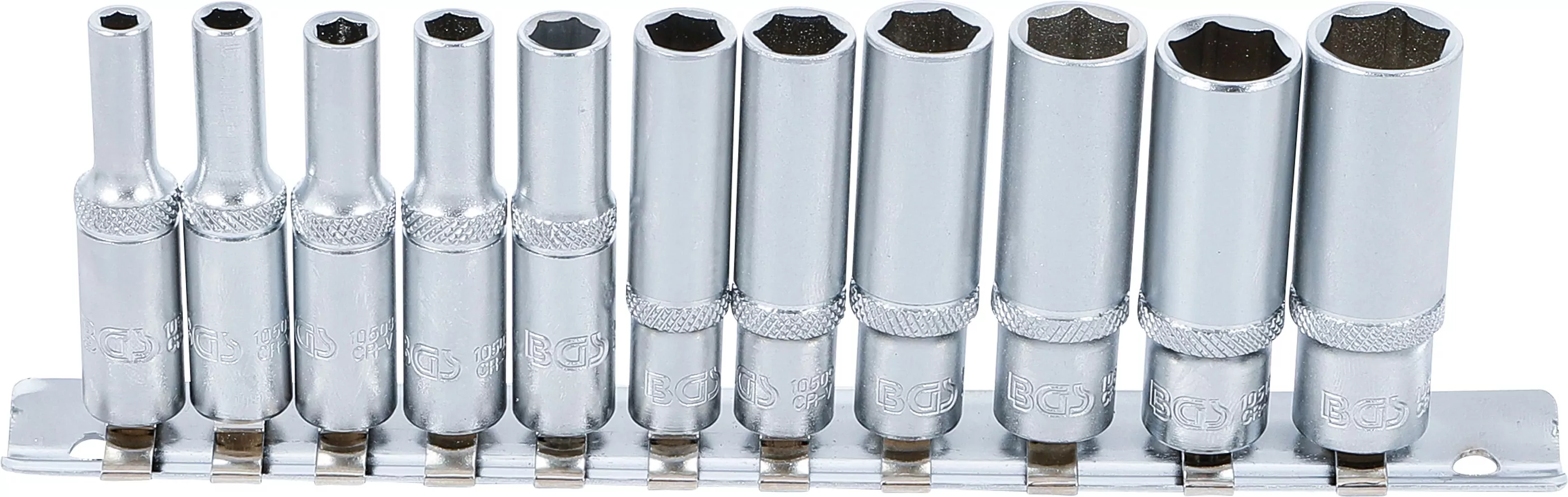 Steckschlüssel-Einsatz-Satz Sechskant, tief | Antrieb Innenvierkant 6,3 mm (1/4") | SW 4 - 13 mm | 11-tlg.