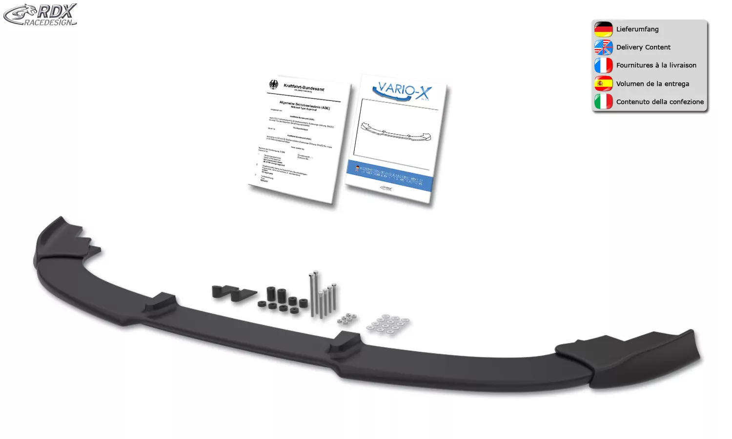 RDX Frontspoiler VARIO-X für BMW 5er E60 M5 Frontlippe Front Ansatz Vorne Spoilerlippe