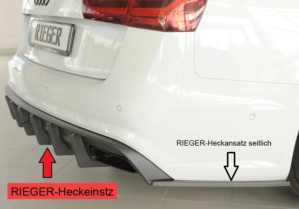 Rieger Heckeinsatz (für Fzg. mit AHK) matt schwarz für Audi A6 (4G/C7) Lim. 09.14- (ab Facelift)