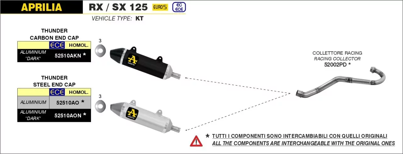 52002PD-Arrow Katersatzrohr APRILIA RX/SX 125 '21/22