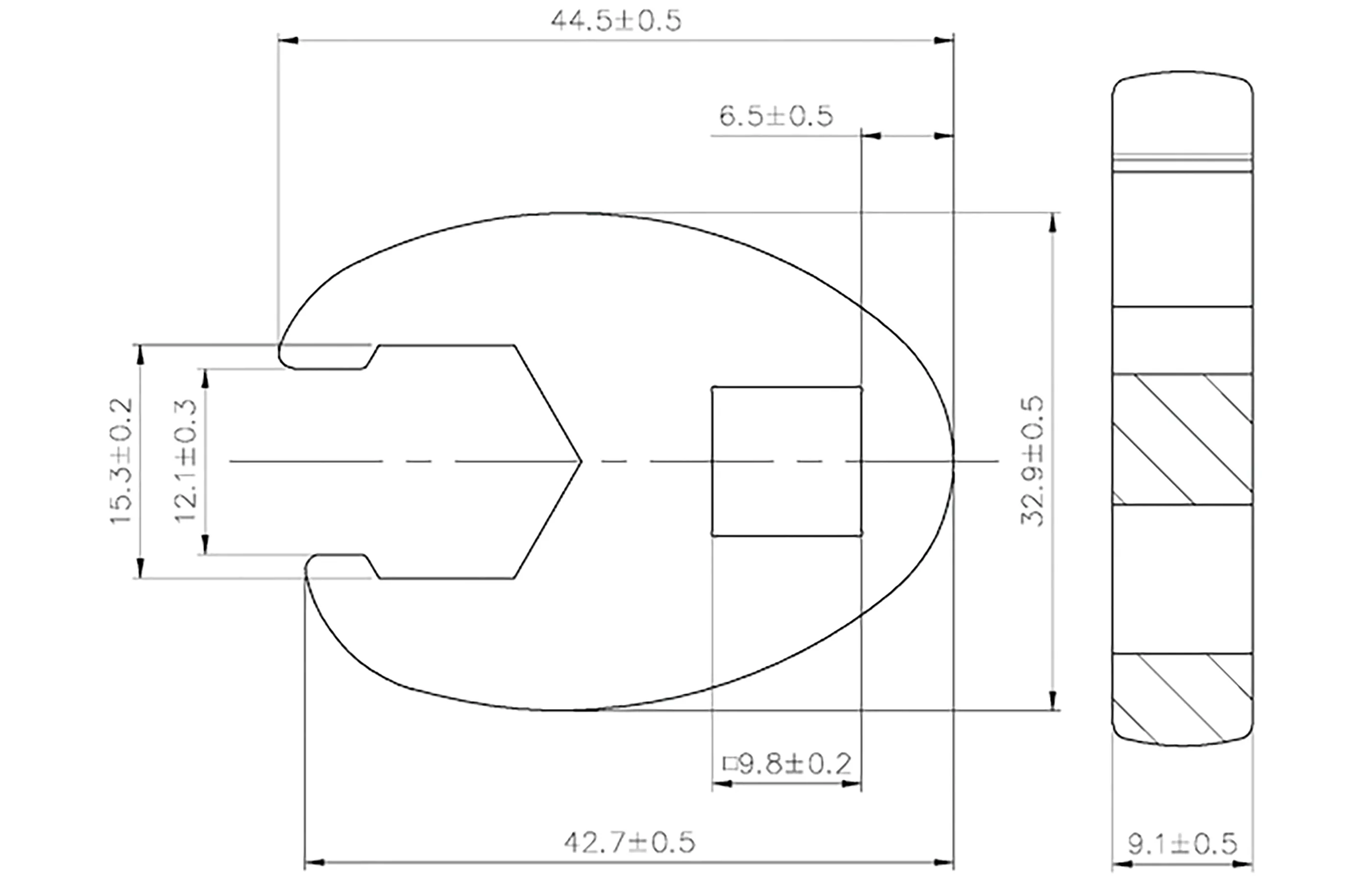 Hahnenfußschlüssel | Antrieb Innenvierkant 10 mm (3/8") | SW 15 mm