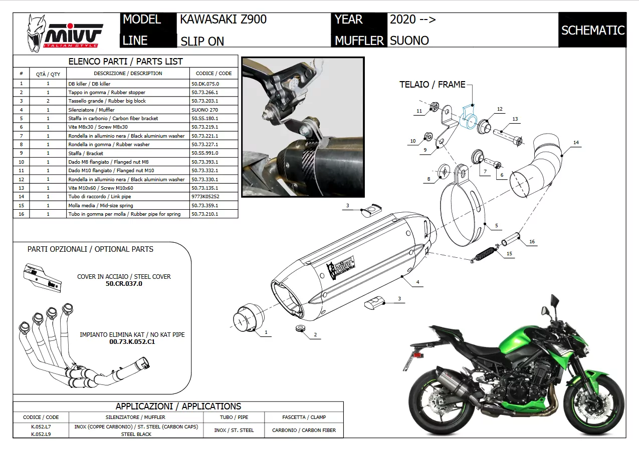 MIVV Suono Edelstahl KAWASAKI Z900 2020 >