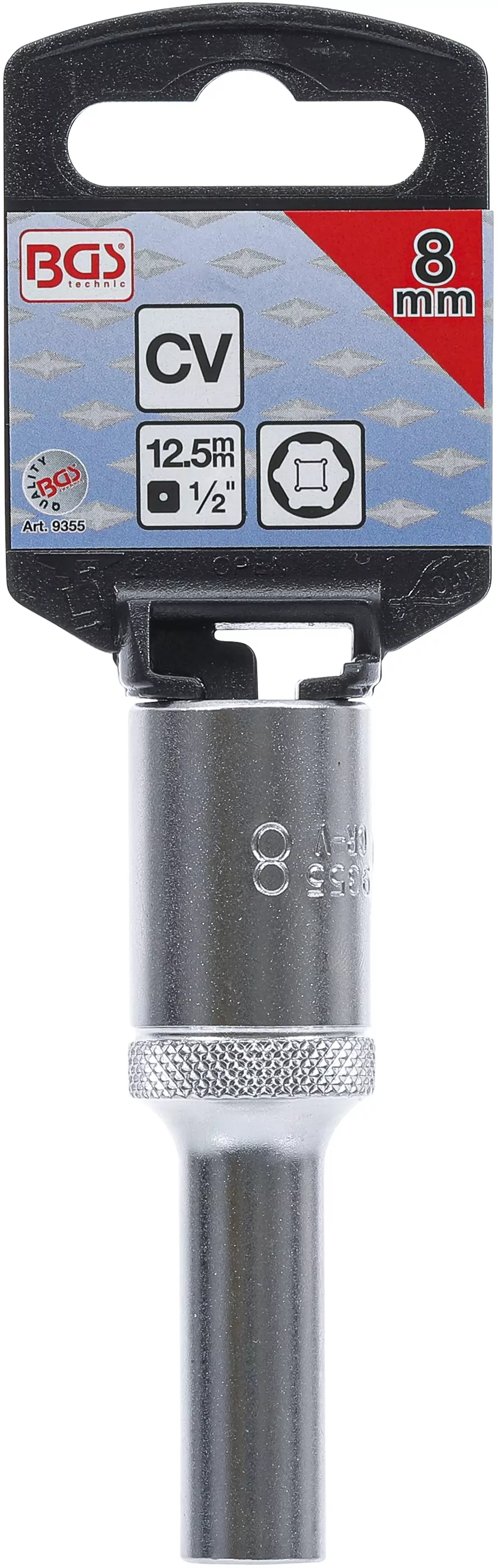 Steckschlüssel-Einsatz Sechskant, tief | Antrieb Innenvierkant 12,5 mm (1/2") | SW 8 mm