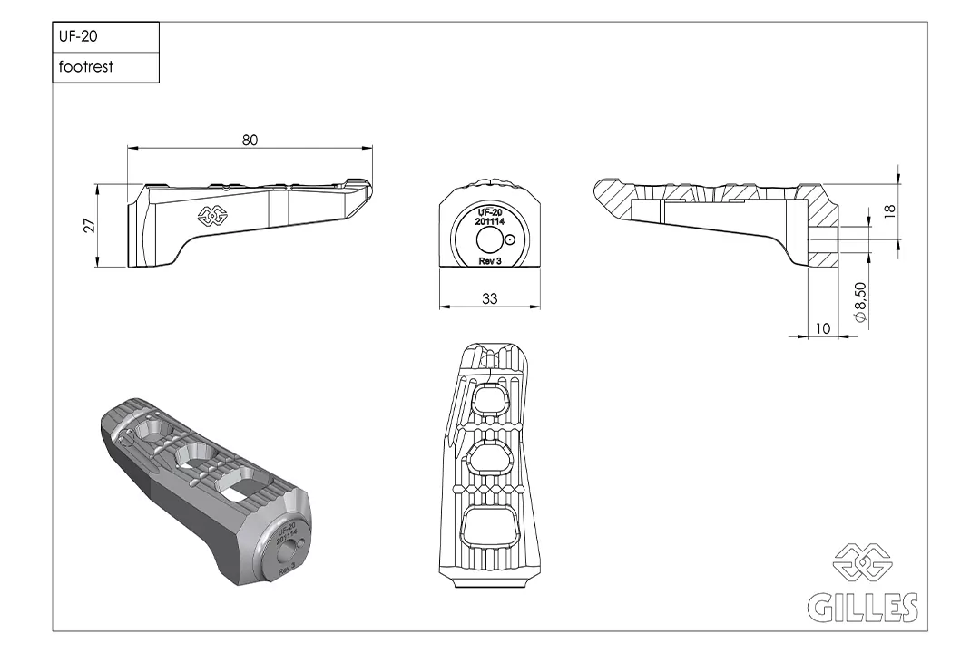 Gilles Austauschfußrasten-Kit Touring Sozius schwarz für BMW R1250GS R1200GS