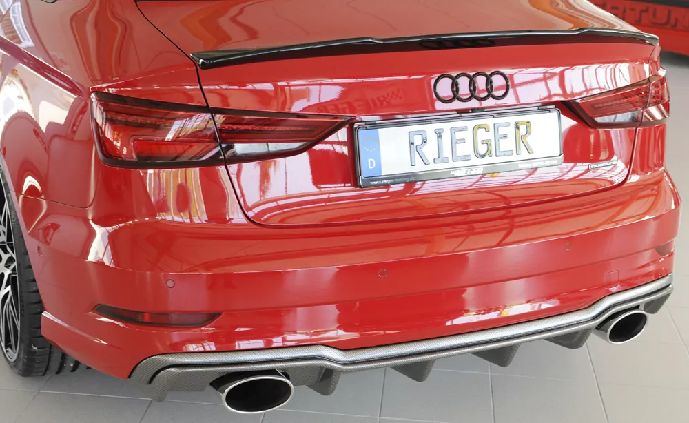Rieger Heckeinsatz für Audi A3 S3 (8V) - 3-tür. (Cabrio 8V7) 09.16- (ab Facelift) carbon optik