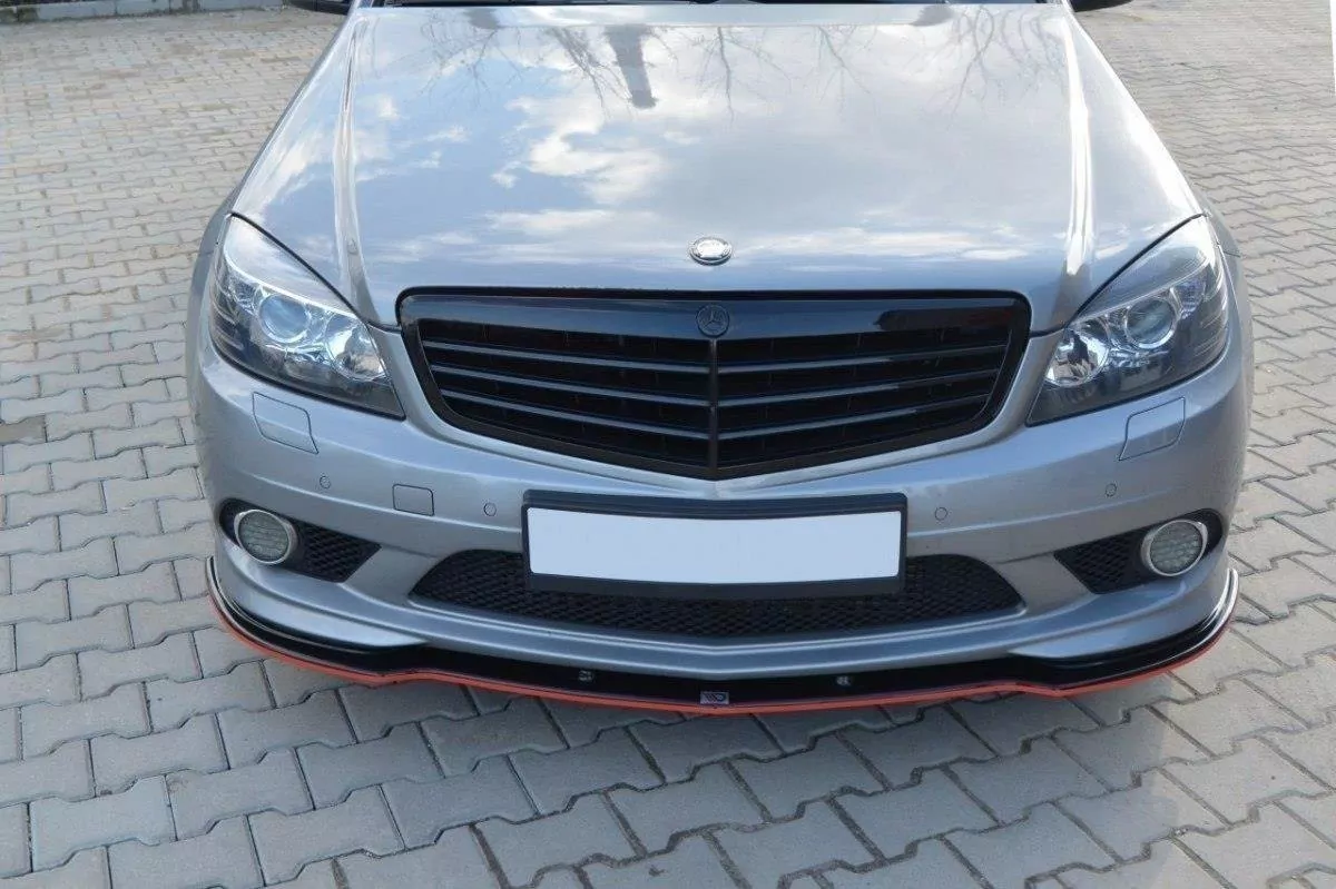 Front Ansatz Passend Für Passend Für Mercedes C W204 AMG-Line (vor FL) Schwarz Hochglanz Schwarz Hochglanz