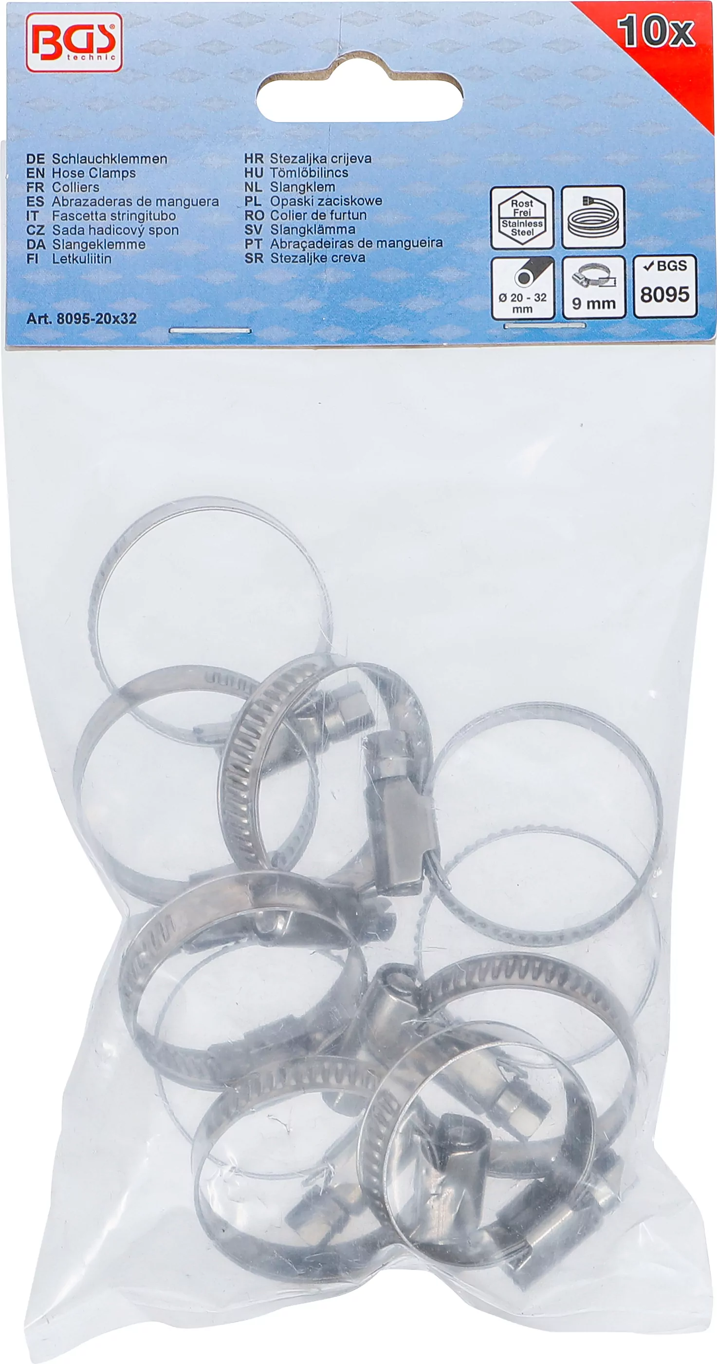 Schlauchklemmen | rostfrei | 20 x 32 mm | 10-tlg.