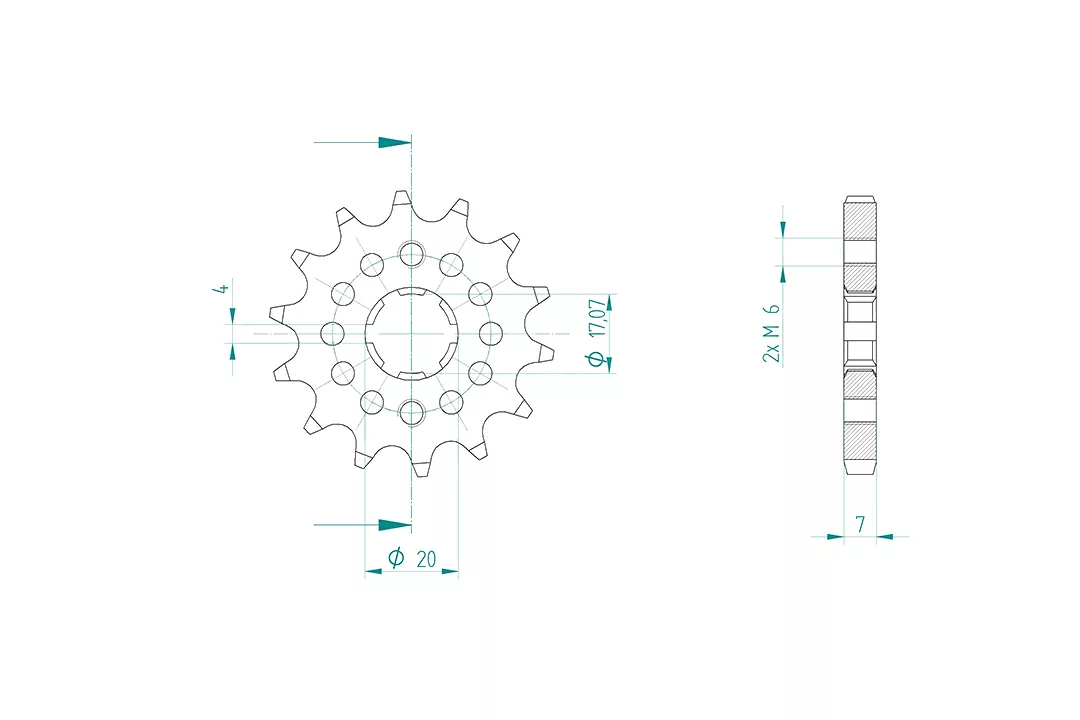 Ritzel 14 Zähne Teilung 428