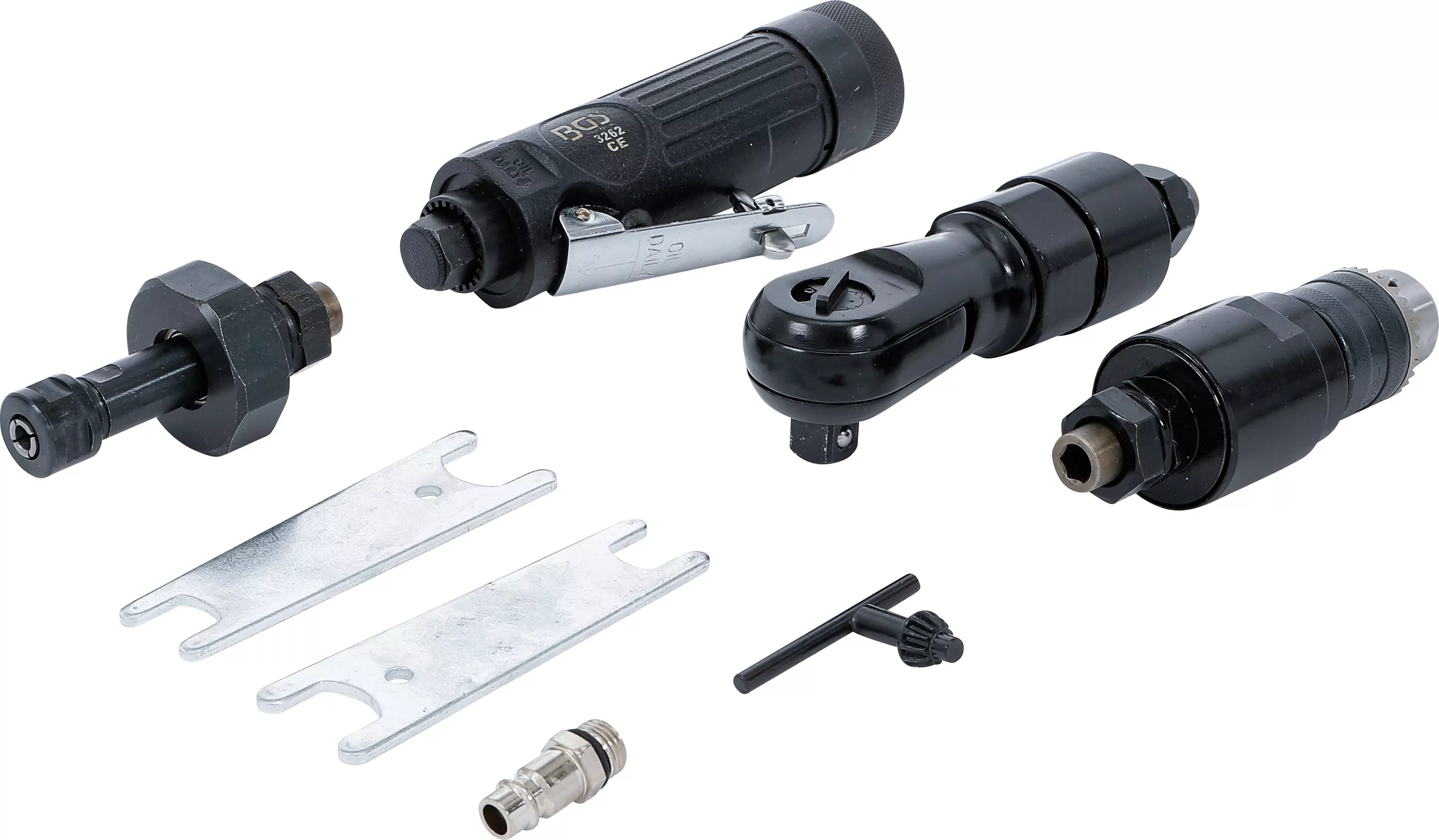 Druckluft-Multiwerkzeug mit 3 auswechselbaren Arbeitsköpfen