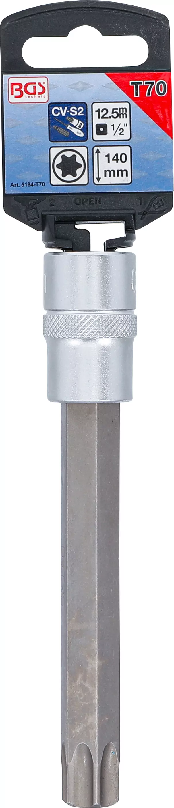 Bit-Einsatz | Länge 140 mm | Antrieb Innenvierkant 12,5 mm (1/2") | T-Profil (für Torx) T70