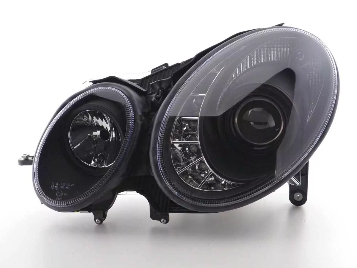 Scheinwerfer Set Daylight LED TFL-Optik Mercedes E-Klasse 211 Bj. 02-06 schwarz