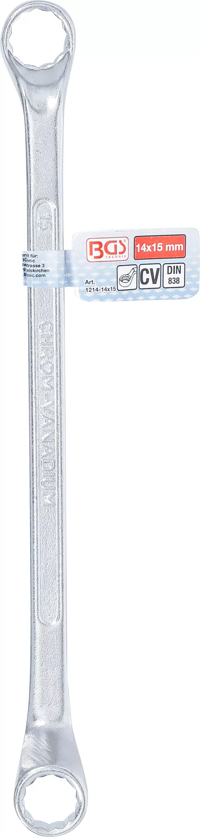 Doppel-Ringschlüssel, gekröpft | SW 14 x 15 mm