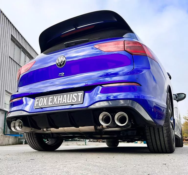 VW Golf 8 R  Halbanlage ab OPF - 2x100 Typ 25 rechts/links mit perforierten Innenleben - mit 2 elektronischen Klappen