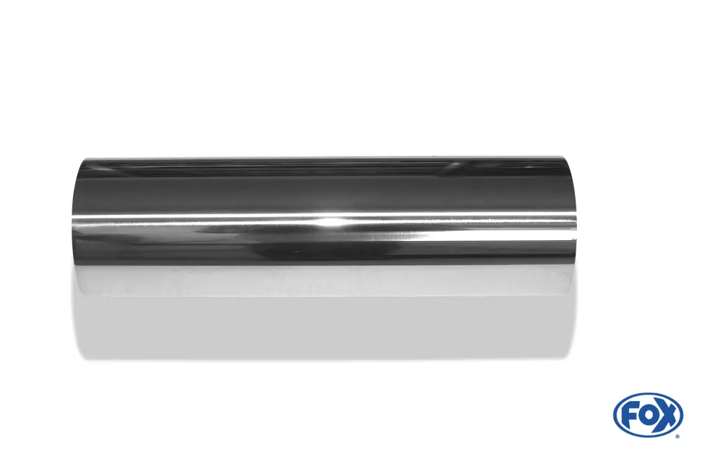 Anschweißendrohr Typ 22  Ø 90 mm / Gesamtlänge: 300 mm  - rund / uneingerollt / gerade / mit poliertem Absorber (Innendurchmesser 63mm - Länge: ca. 140mm)