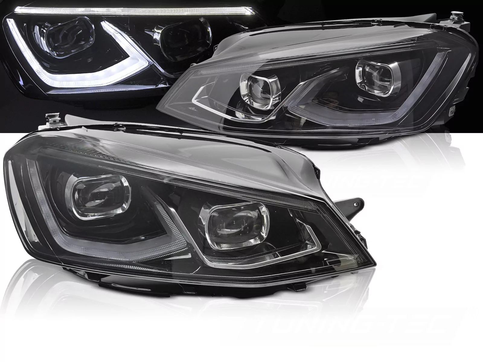 Full Led Headlights Light Black Fits Vw Golf 7 14-19