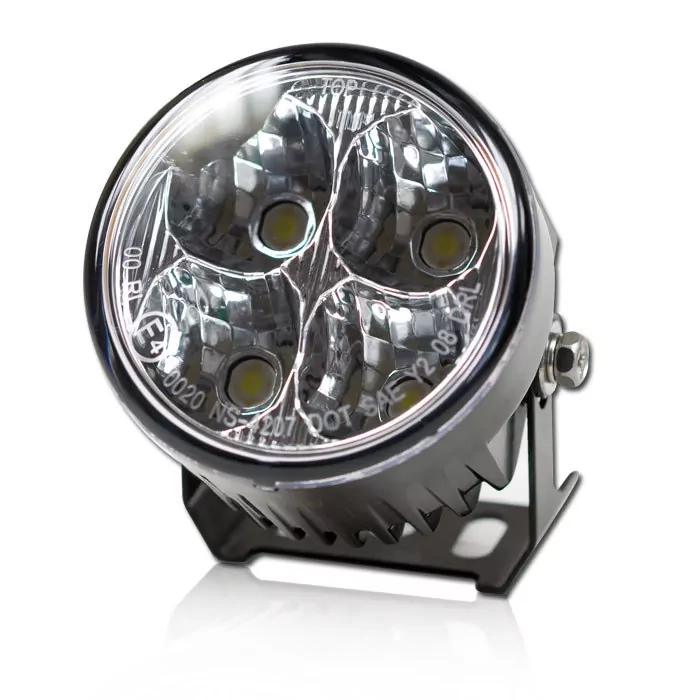 Tagfahrlicht-led Rund 4 Led S, Klarglas, + Halter, Maße: Ø 70 X 48 Mm, E-geprüft