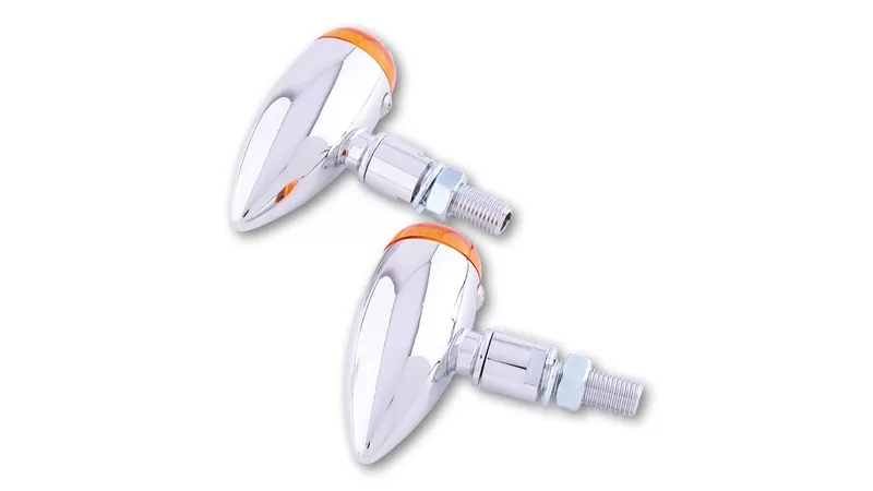SHIN YO Micro-Bullet Indicators Chrome/Orange E-Approved (Pair)