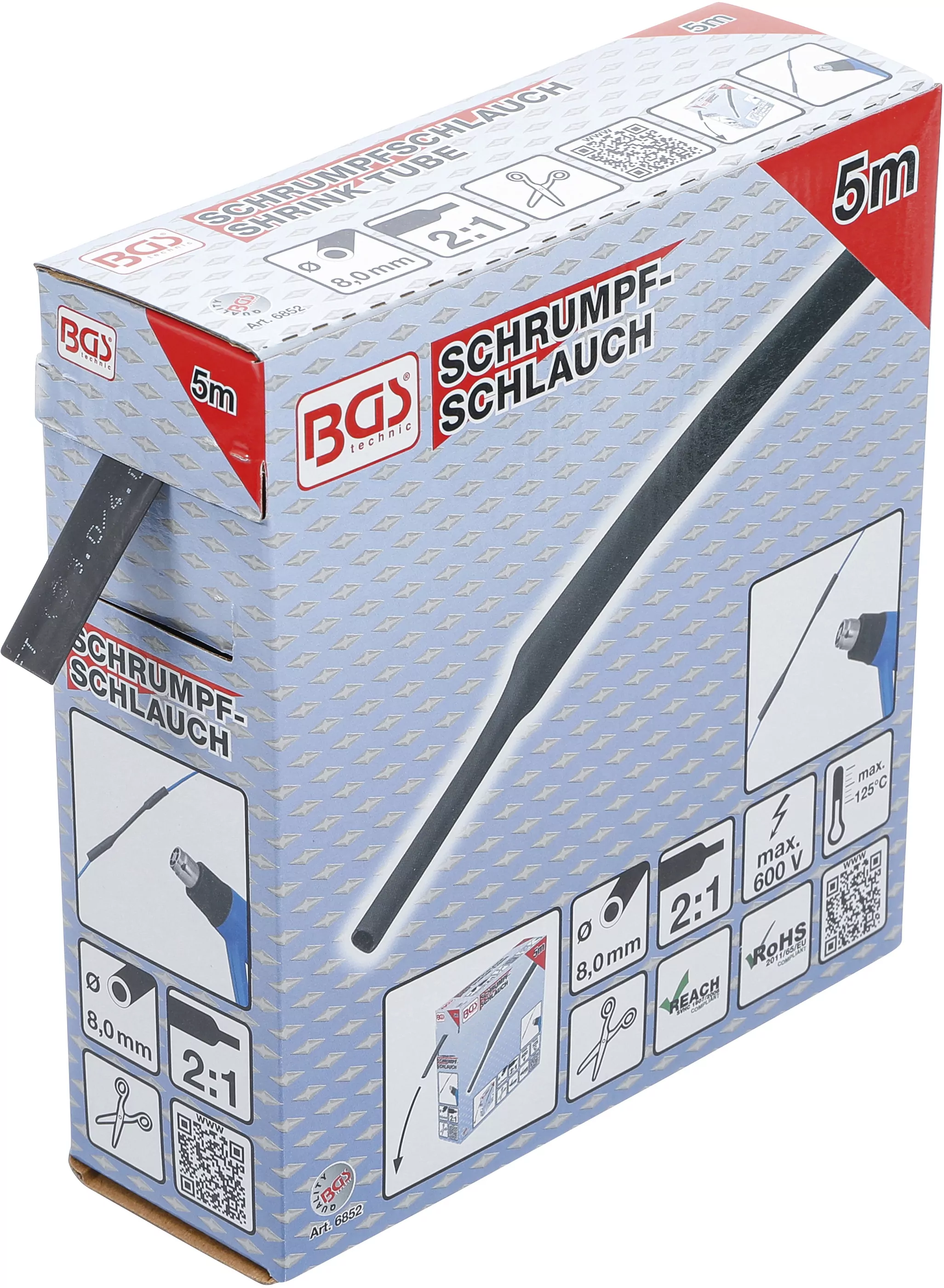 Schrumpfschlauch-Box | schwarz | Ø 8 mm | 5 m