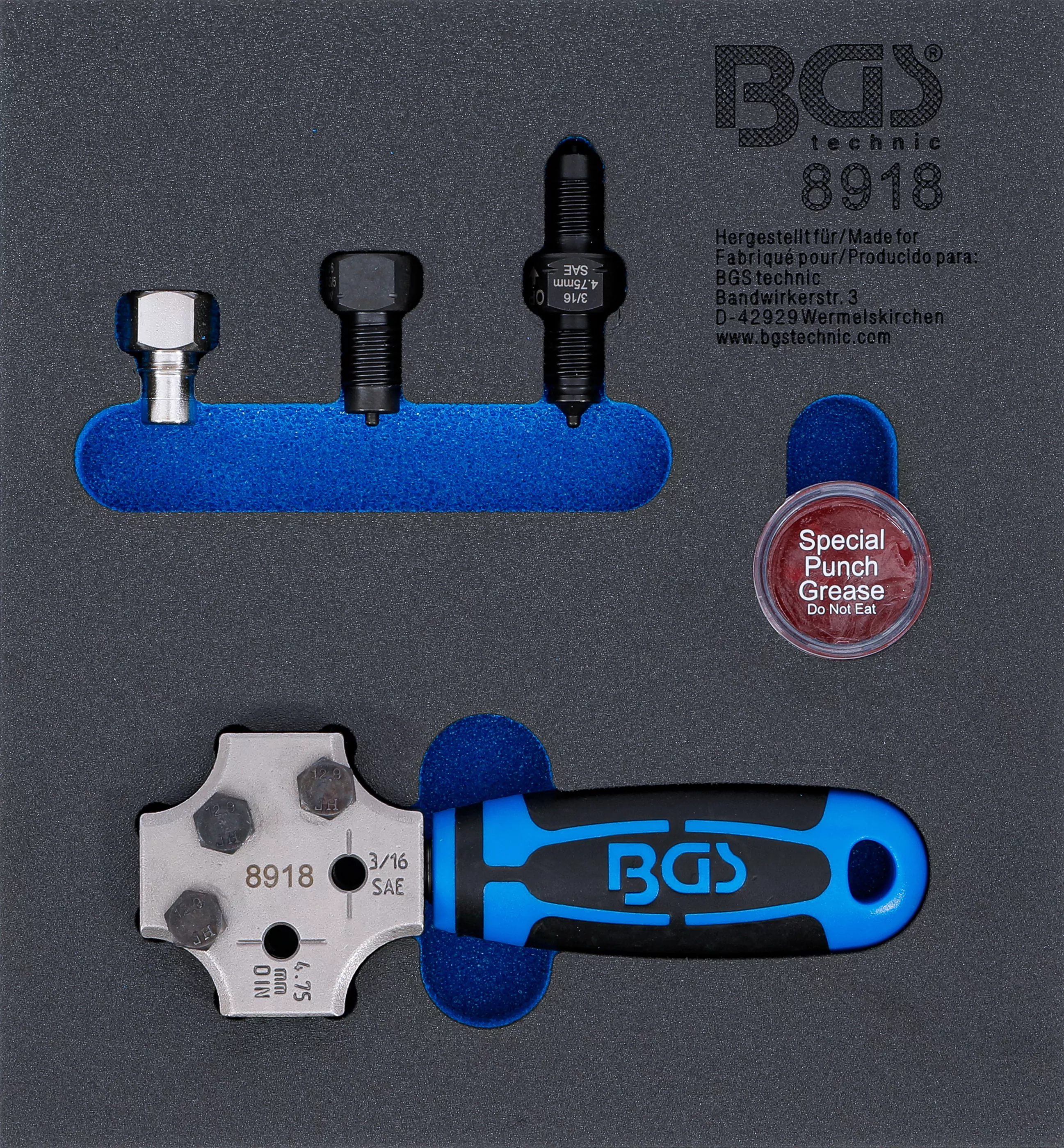 Werkstattwageneinlage 1/6: Bördelgerät | SAE und DIN 4,75 mm (3/16")