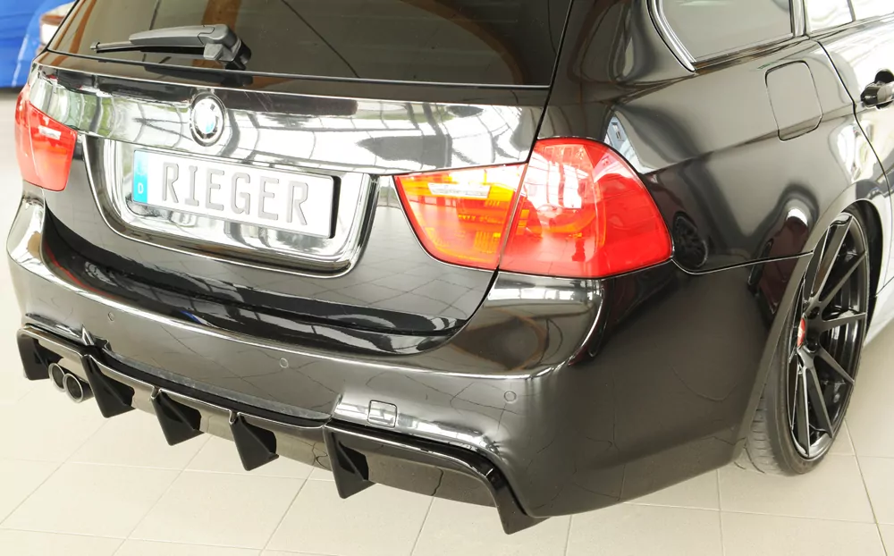 Rieger Heckeinsatz glanz schwarz für BMW 3er E91 Touring 09.08- (ab Facelift) LCI