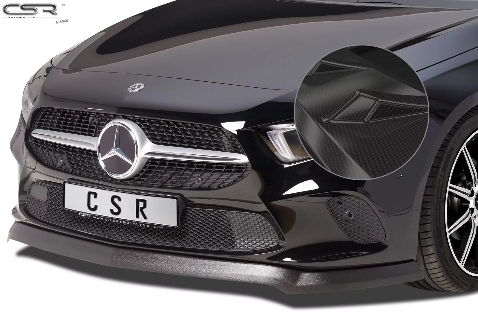 Cup-Spoilerlippe mit ABE für Mercedes Benz A-Klasse W177 CSL312-C Carbon Look Hochglanz