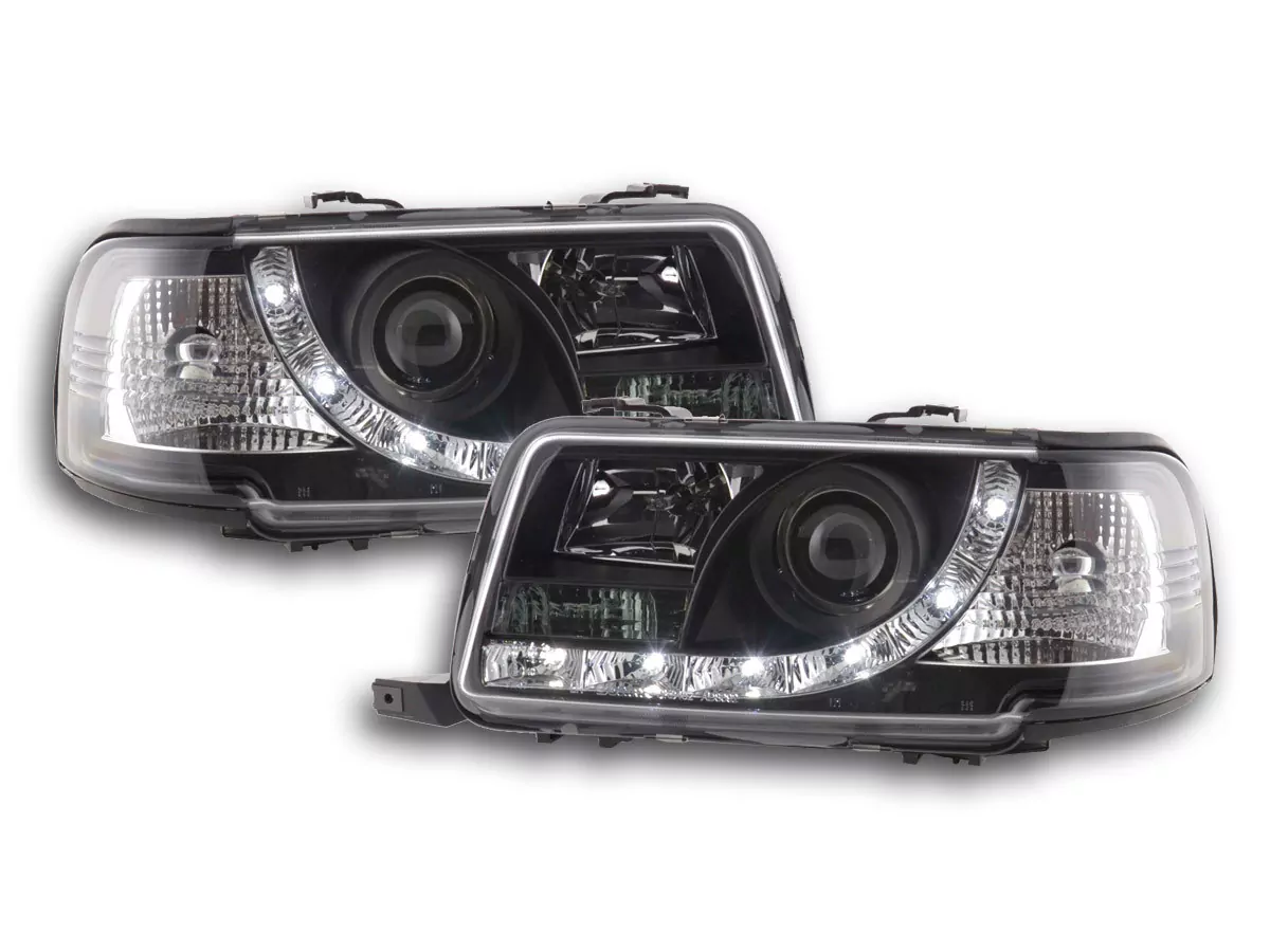 Scheinwerfer Set Daylight LED TFL-Optik Audi 80 Typ B4 Bj. 91-94 schwarz