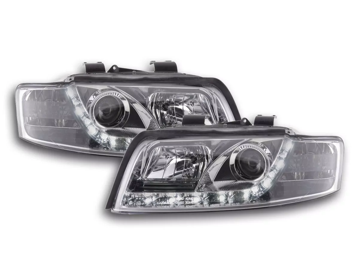 Scheinwerfer Set Daylight LED Tagfahrlicht Audi A4 Typ 8E Bj. 01-04 chrom