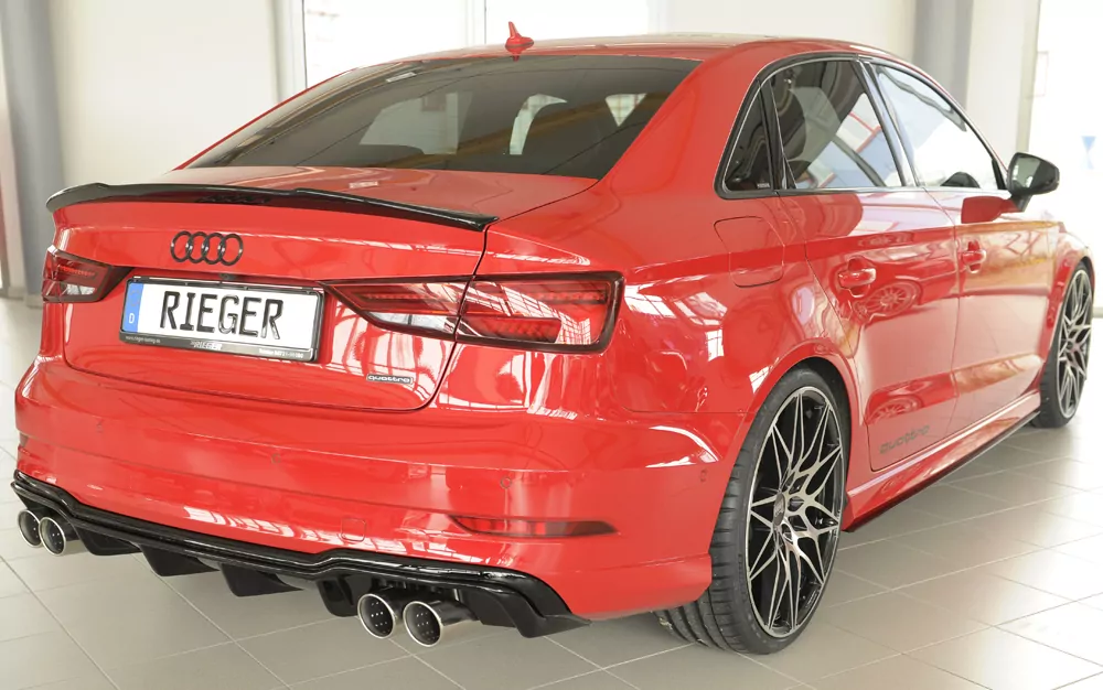 Rieger Heckeinsatz für Audi A3 (8V) - 3-tür. (Cabrio 8V7) 09.16- (ab Facelift) schwarz glanz