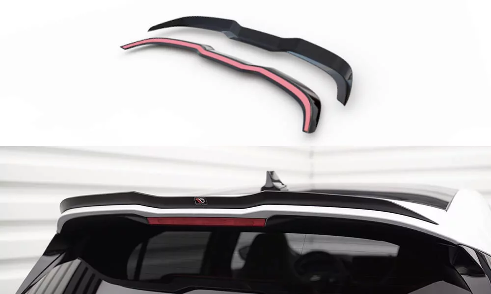 Spoiler CAP Für V2 Ford Focus Hatchback ST Mk4 Schwarz Hochglanz