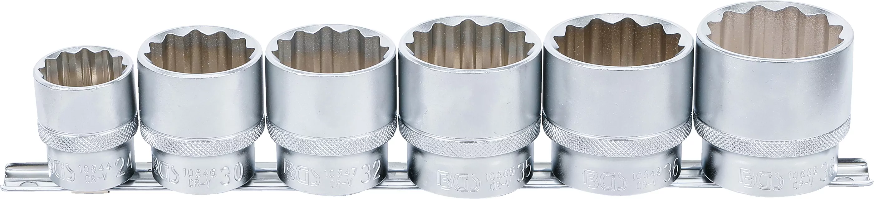 Steckschlüssel-Einsatz-Satz, Zwölfkant | Antrieb Innenvierkant 12,5 mm (1/2") | SW 24 - 38 mm | 6-tlg.