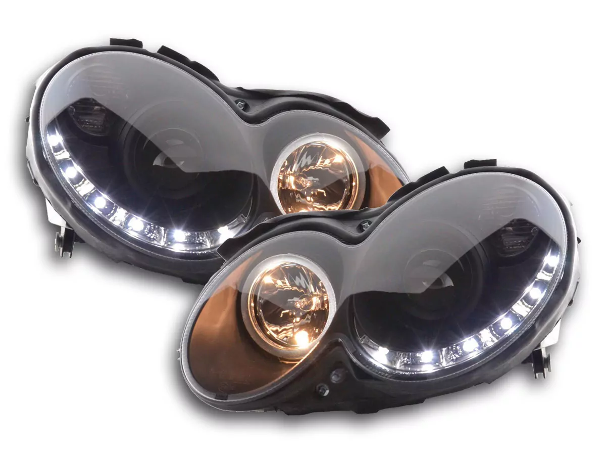 Scheinwerfer Set Daylight LED TFL-Optik Mercedes CLK Typ W209 Bj. 04-09 schwarz