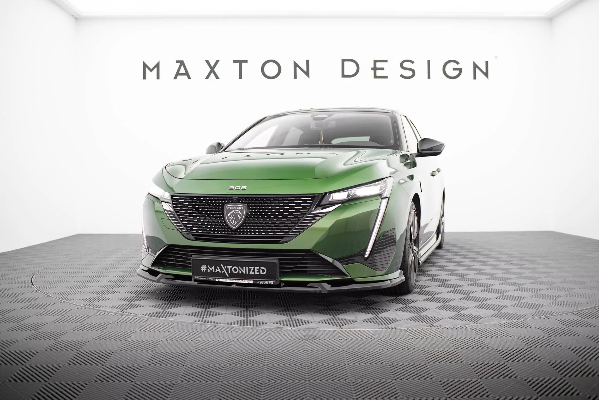 Front Ansatz Für Peugeot 308 GT Mk3 Schwarz Hochglanz