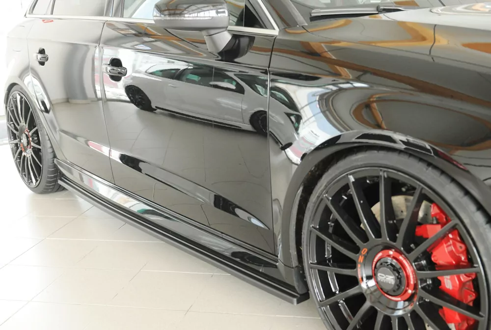 Rieger Seitenschweller rechts ansatz matt schwarz für Audi RS3 (8V) 5-tür. (Sportback 8VA / 8VF) 02.17- (ab Facelift)