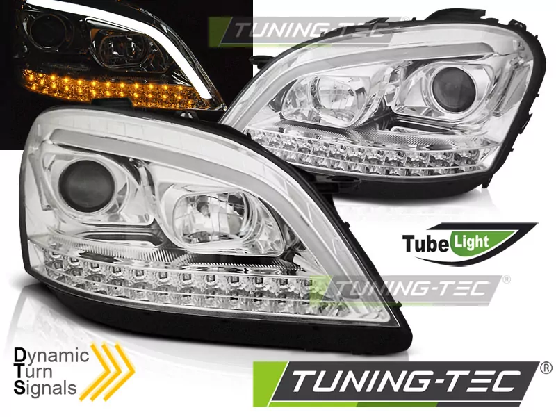 Headlights Tube Light Chrome Seq Fits Mercedes W164 Ml M-Klasse 05-07  