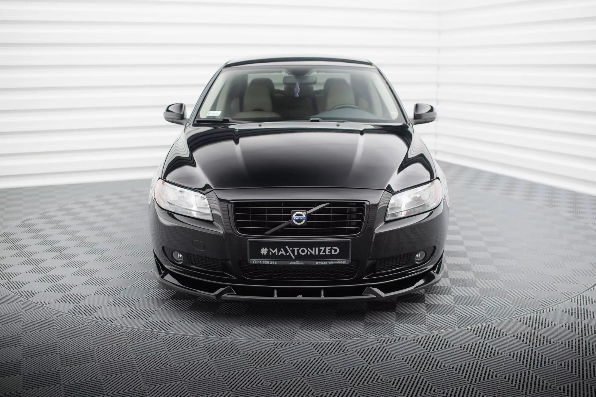 Front Ansatz Für Volvo S80 Mk2 Schwarz Hochglanz